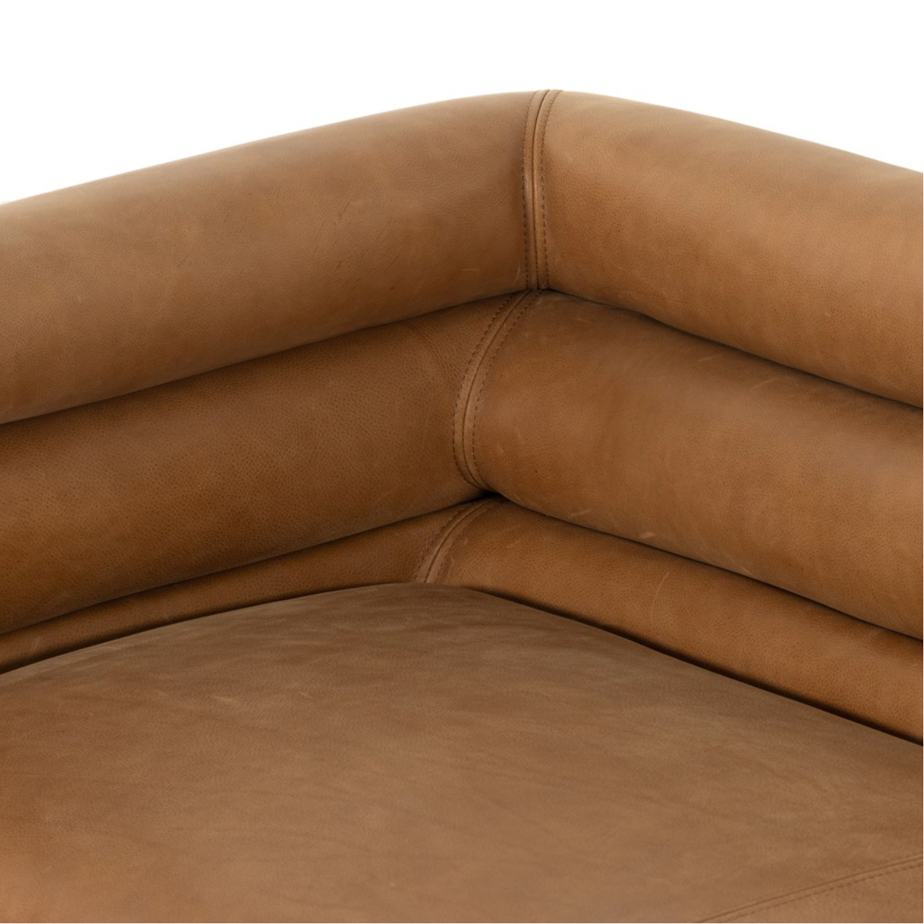 Evelyn 88" Top Grain Leather Bench Cushion Sofa - Cognac
