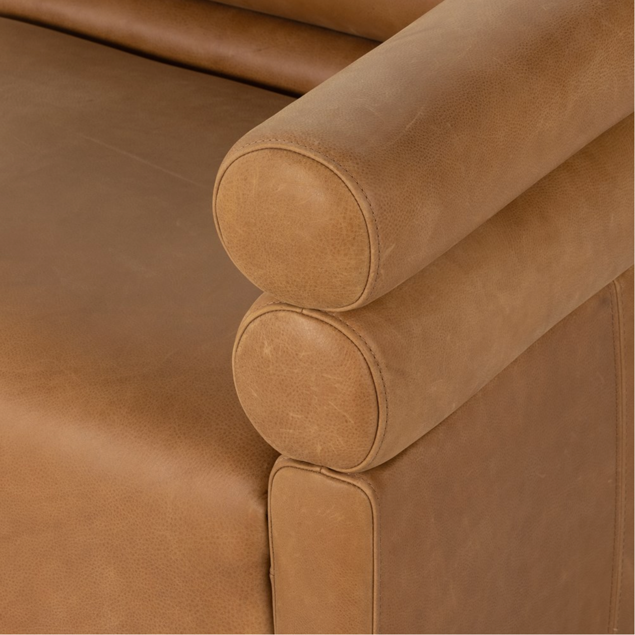 Evelyn 88" Top Grain Leather Bench Cushion Sofa - Cognac