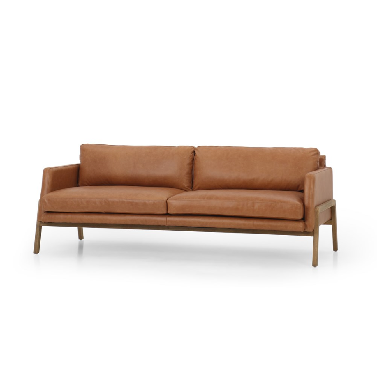 Chastity 84" Top Grain Leather 2 Cushion Sofa - Butterscotch