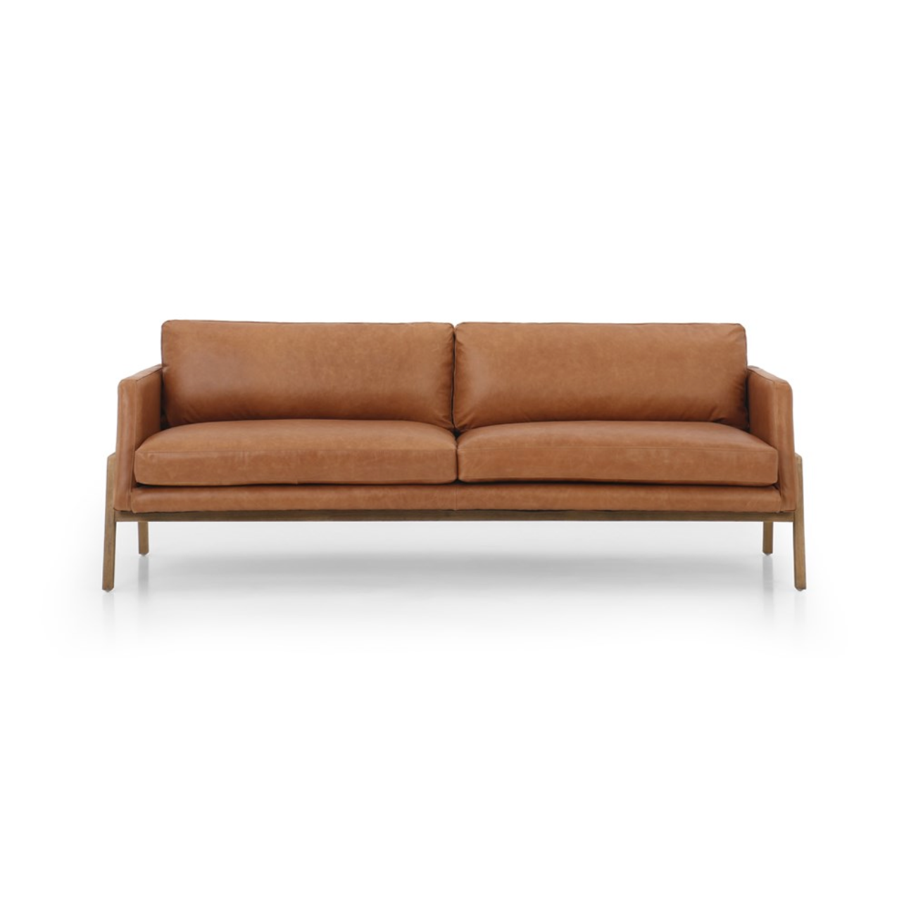 Chastity 84" Top Grain Leather 2 Cushion Sofa - Butterscotch