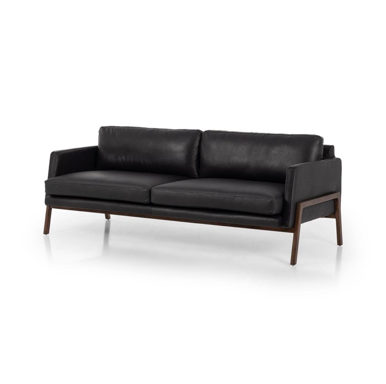 Chasity 84" Top Grain Leather 2 Cushion Sofa - Heirloom Black