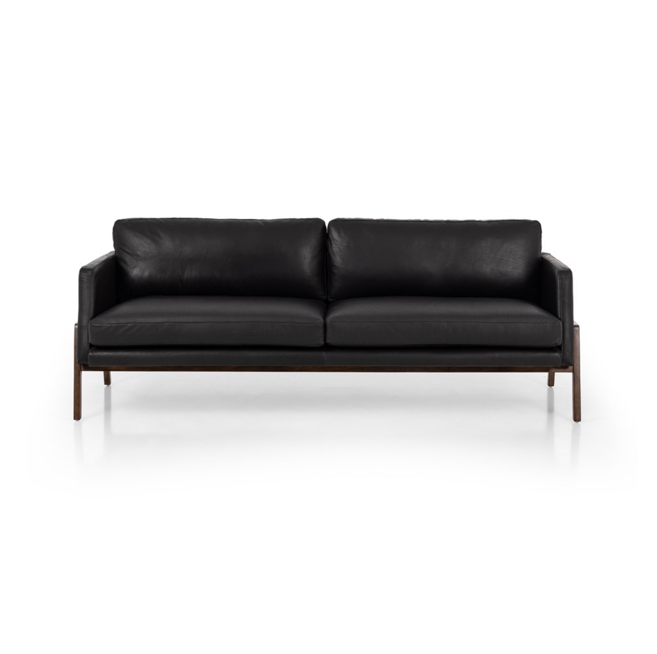 Chastity 84" Top Grain Leather 2 Cushion Sofa - Heirloom Black