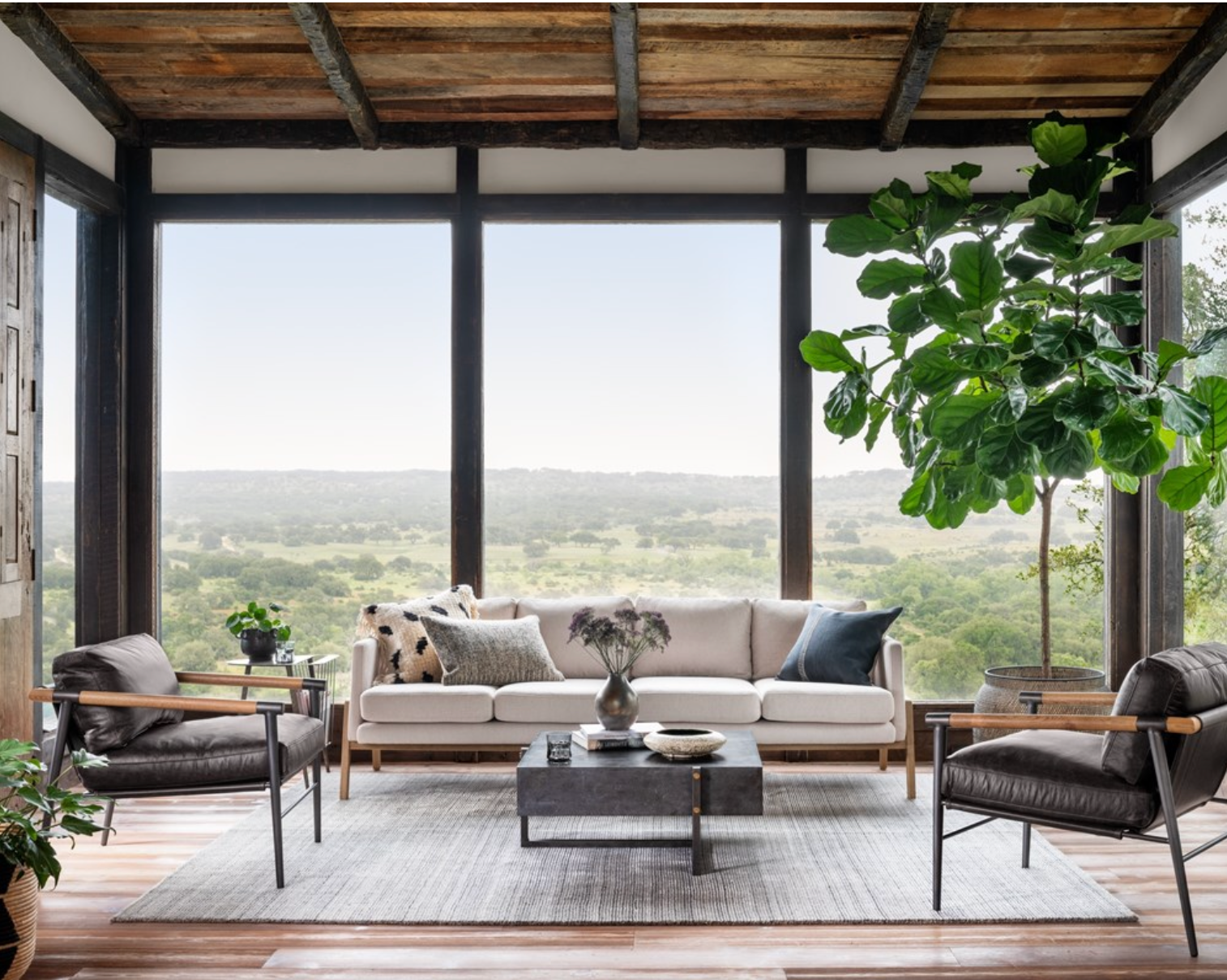 Raymond 28" Top Grain Leather Occasional Chair - Black