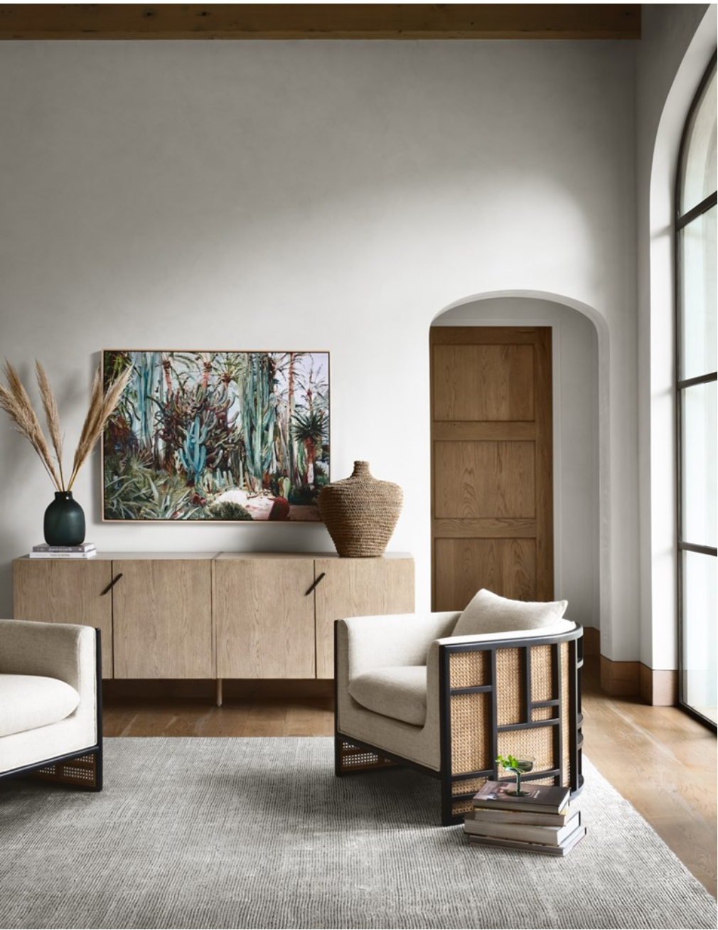 Jacqueline 32" Occasional Rattan Chair - Performance Ivory + Brushed Ebony