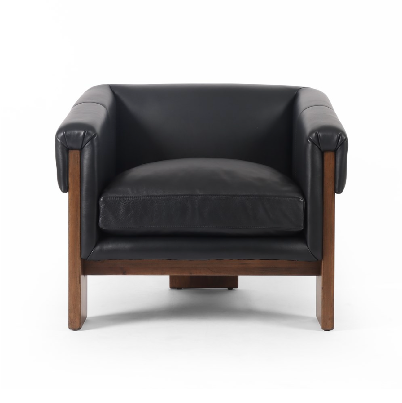 Cade 35" Top Grain Leather Occasional Chair - Black