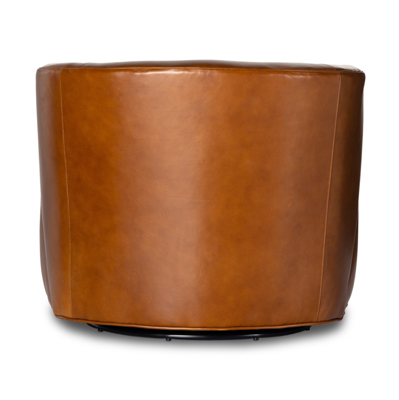 Kaelyn 34" Top Grain Leather Swivel Chair - Cognac
