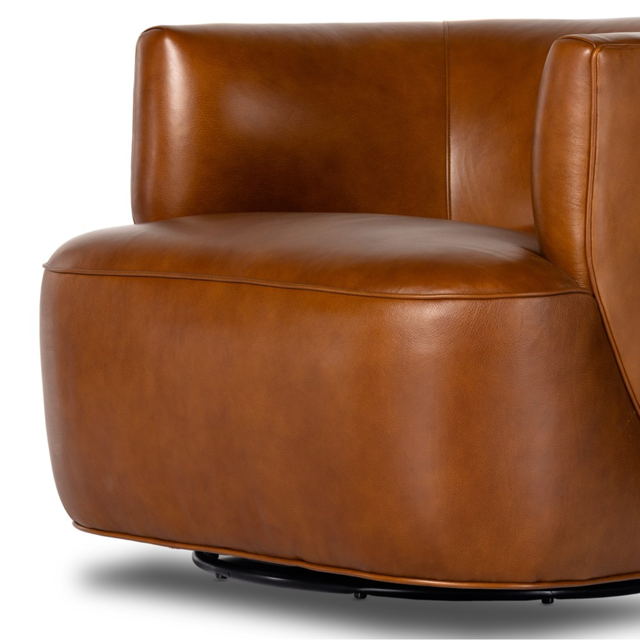 Kaelyn 34" Top Grain Leather Swivel Chair - Cognac