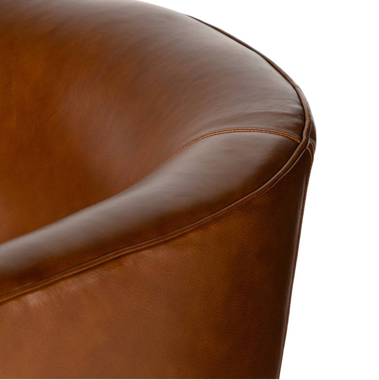Kaelyn 34" Top Grain Leather Swivel Chair - Cognac