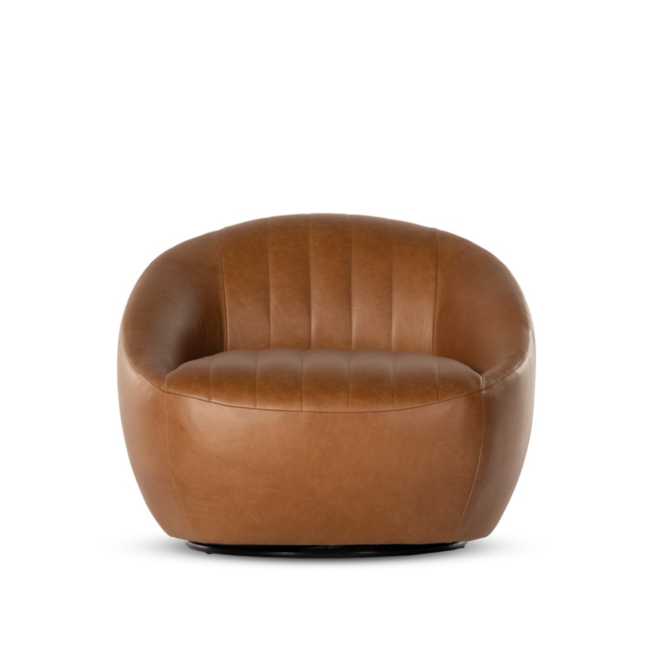 Clementine 35" Top Grain Leather Swivel Chair - Sienna