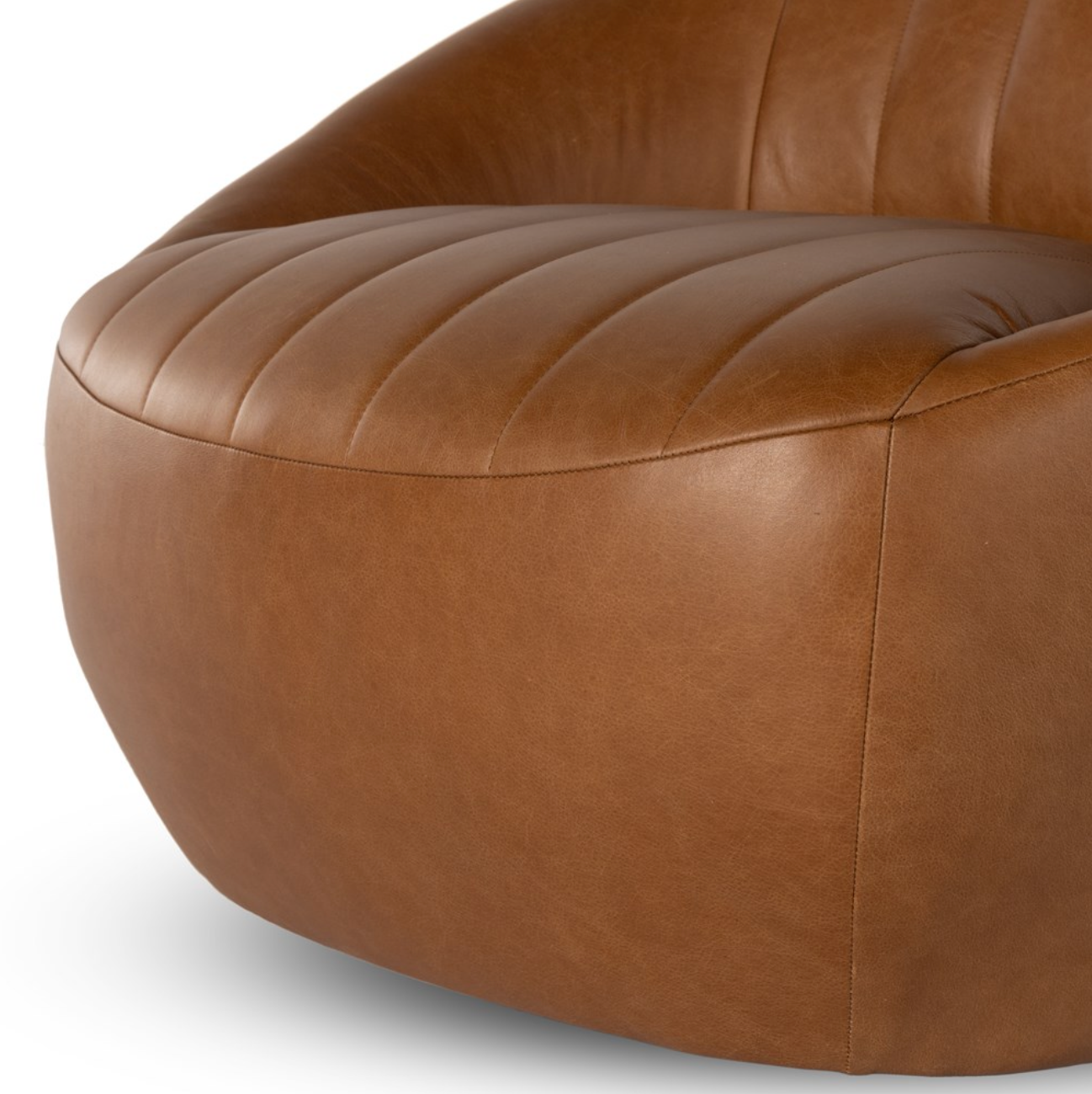 Clementine 35" Top Grain Leather Swivel Chair - Sienna