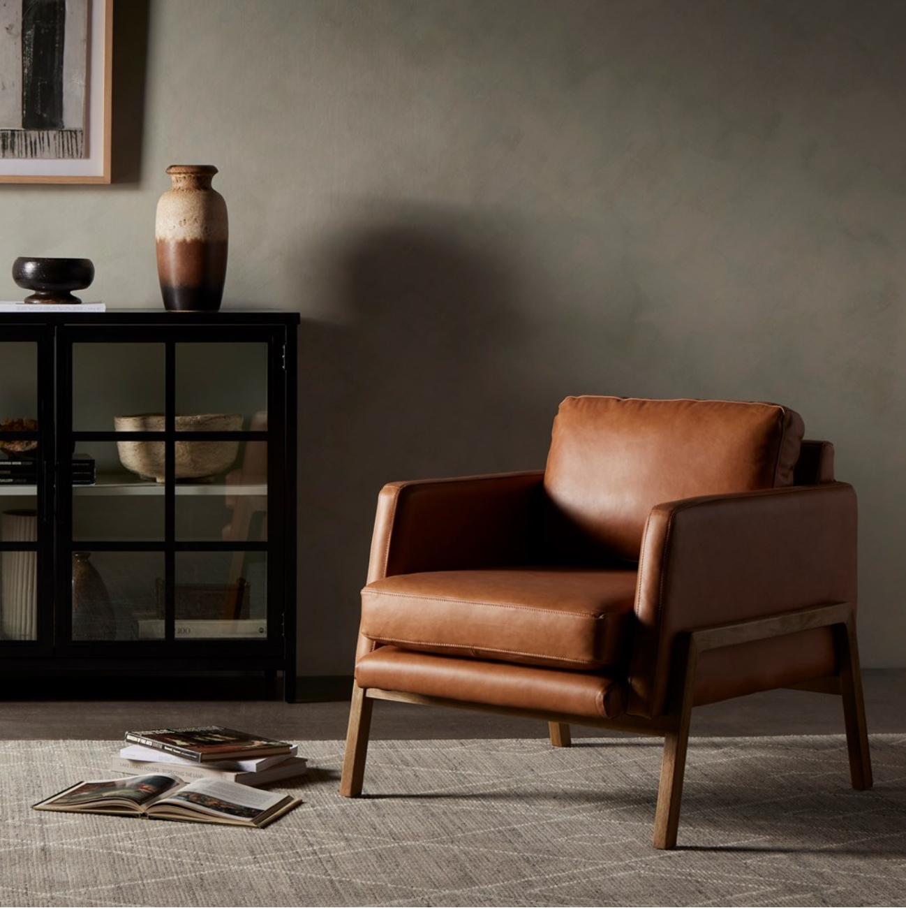 Achilles 30" Top Grain Leather Occasional Chair - Butterscotch