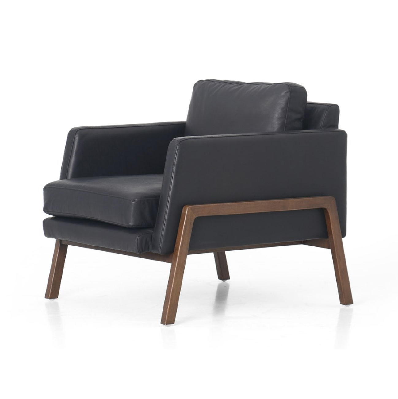 Achilles 30" Top Grain Leather Occasional Chair - Naples Black