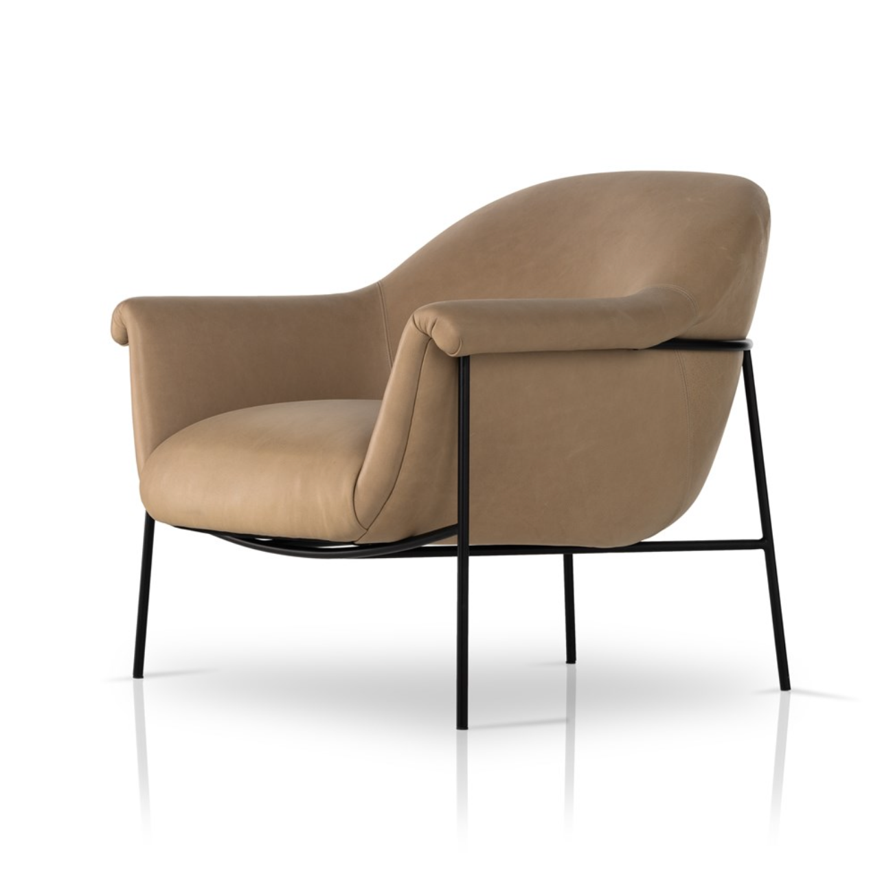 Sawyer 35" Top Grain Leather Accent Chair - Iron + Nude