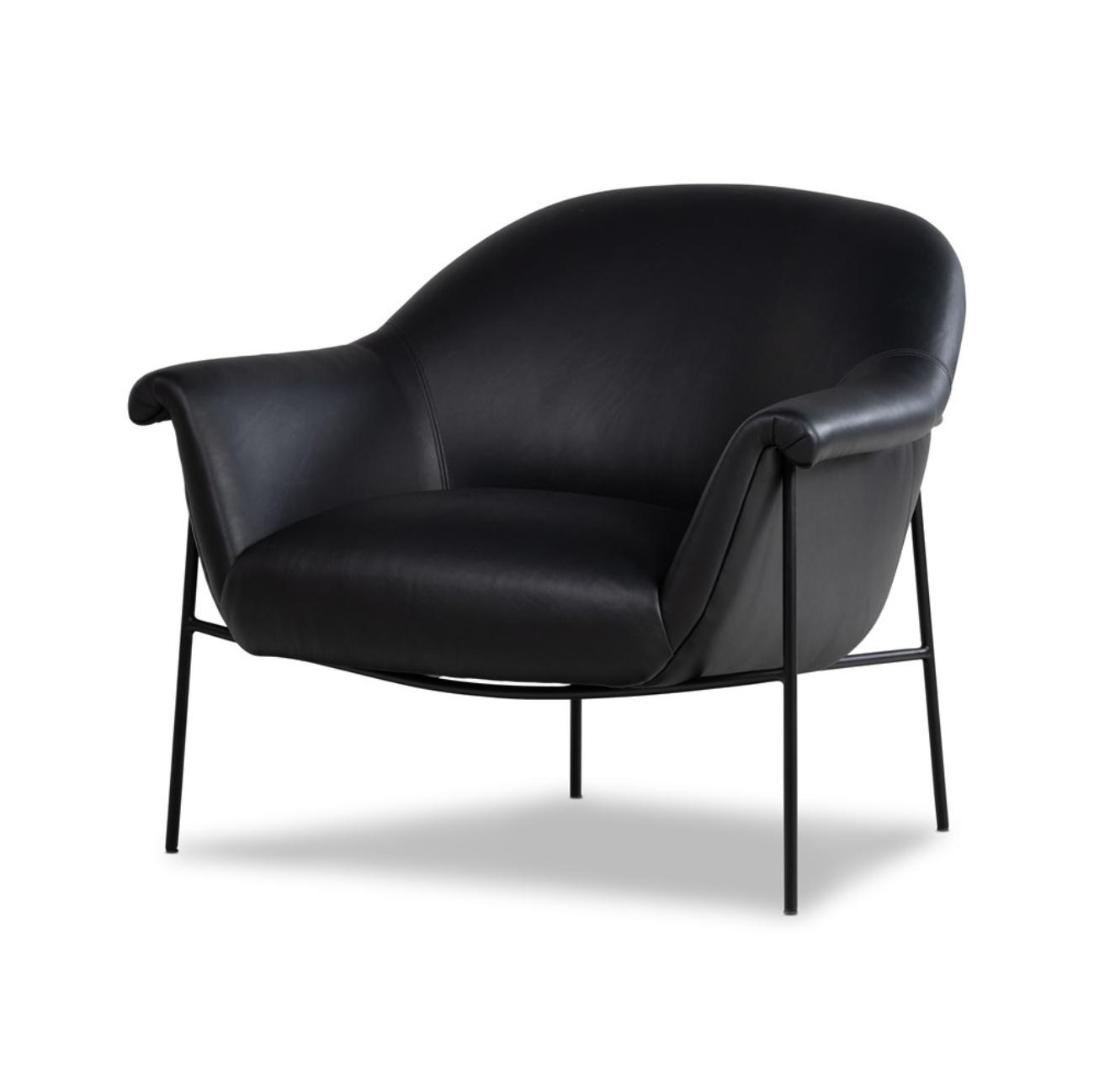 Sawyer 35" Top Grain Leather Accent Chair - Iron + Black