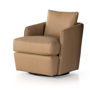 Winifred 28" Top Grain Leather Swivel Chair - Nantucket Taupe
