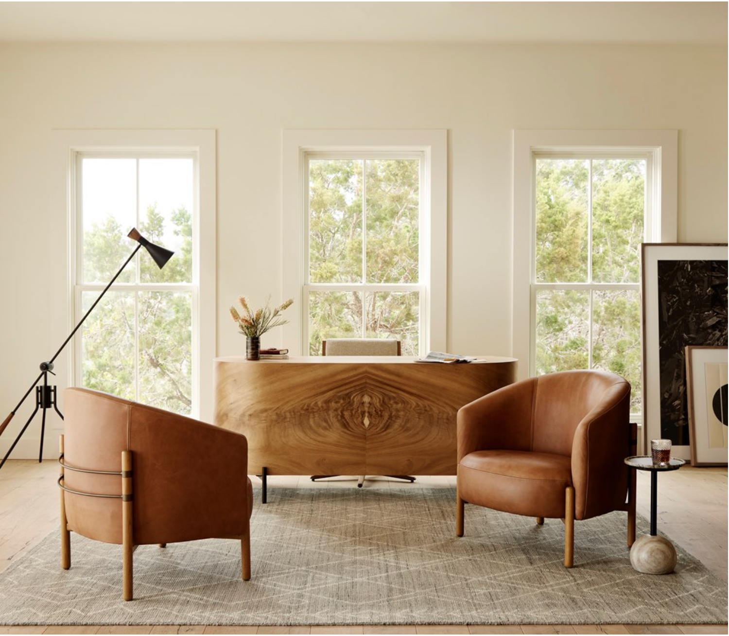 Eleyana 33" Top Grain Leather Occasional Chair - Cognac