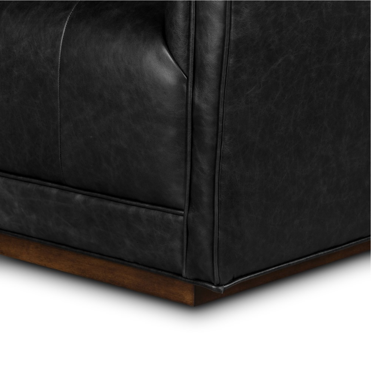 Regina 32" Top Grain Leather Swivel Chair - Black