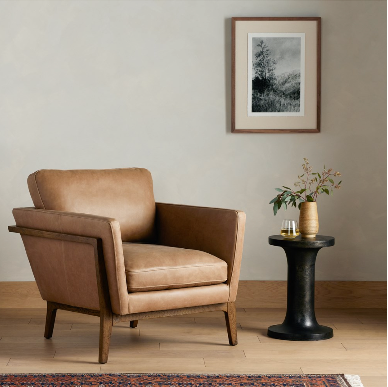 Daniel 32" Top Grain Leather Occasional Chair - Palermo Drift