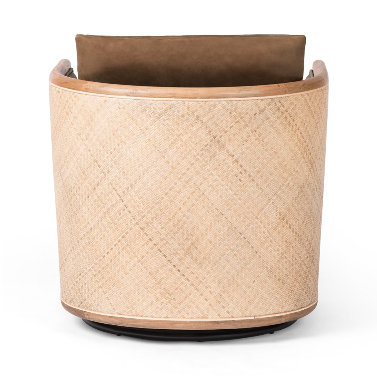 Newberry 28" Top Grain Leather Swivel Chair - Cane + Cognac