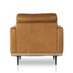 Amanda 32" Tufted Top Grain Leather Occasional Chair -  Butterscotch