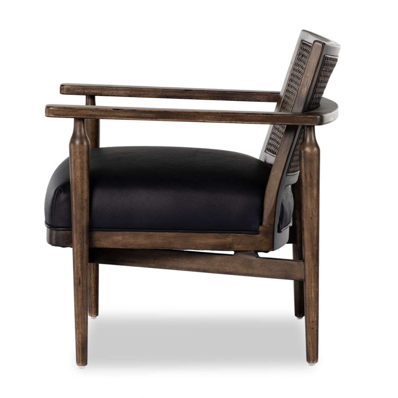 Zayden 30" Top Grain Leather Accent Chair - Cane + Black