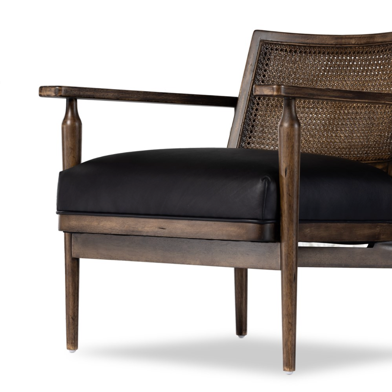 Zayden 30" Top Grain Leather Accent Chair - Cane + Black