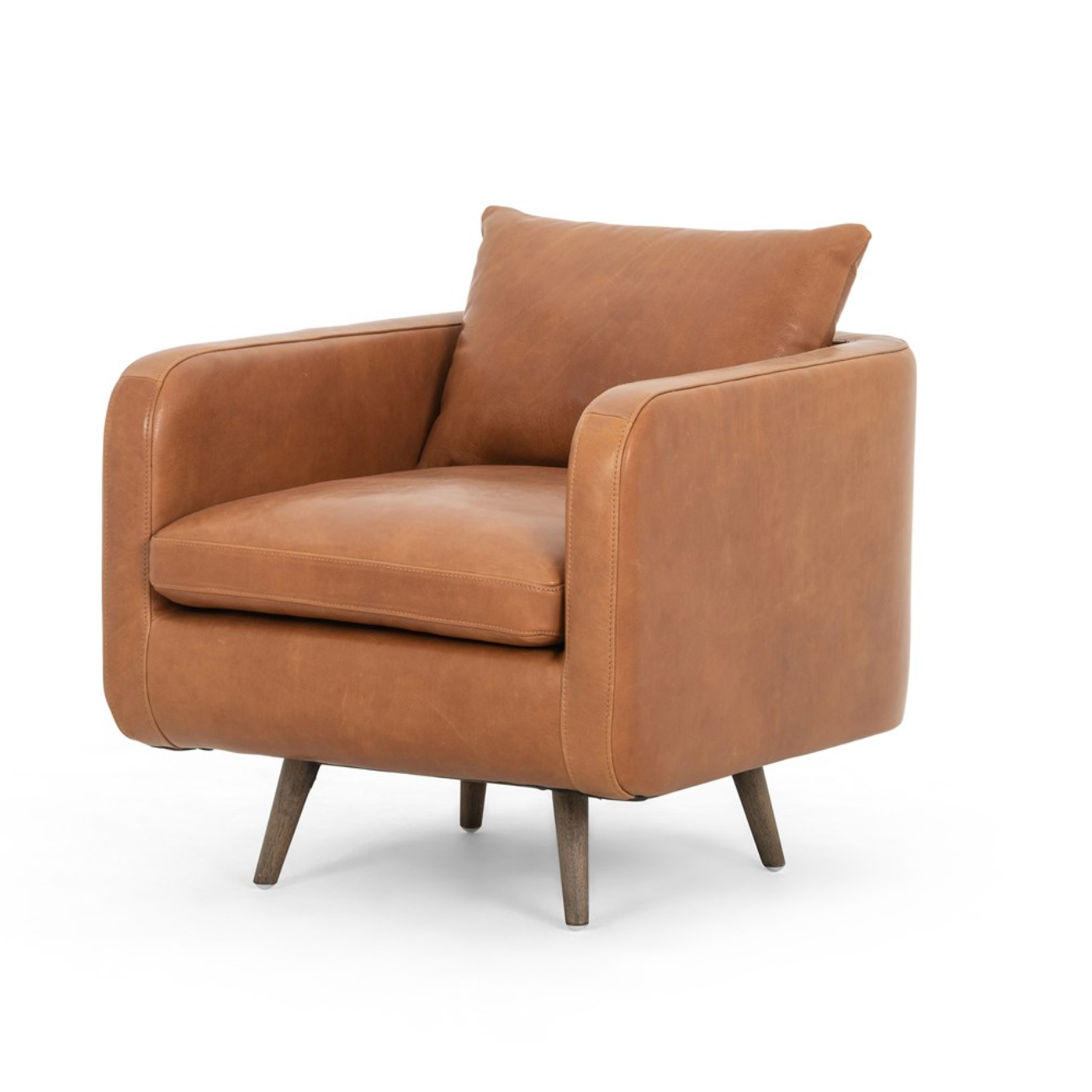 Kayte 28" Top Grain Leather Swivel Chair - Tobacco