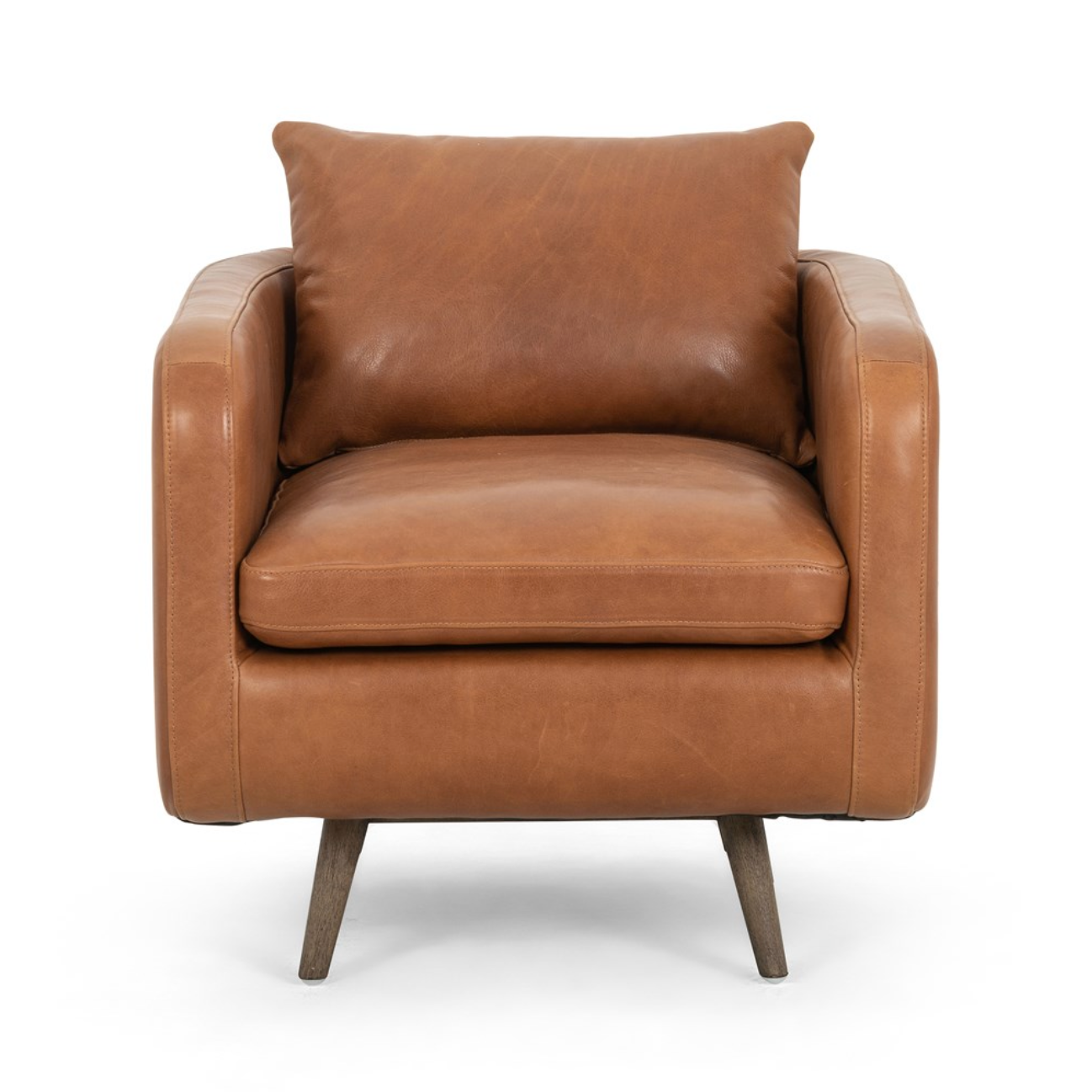 Kayte 28" Top Grain Leather Swivel Chair - Tobacco