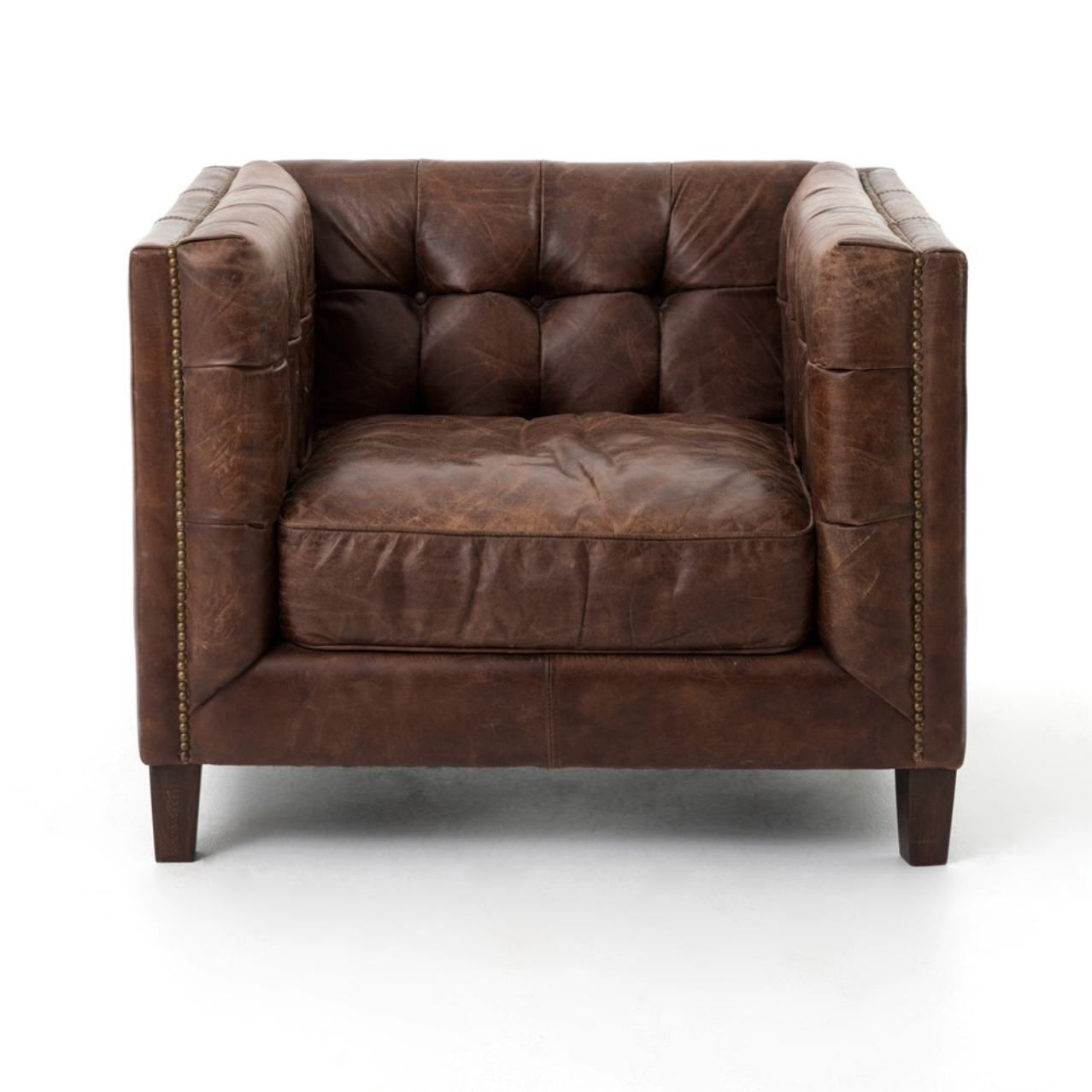 Quincy 37" Top Grain Leather Occasional Chair - Cigar