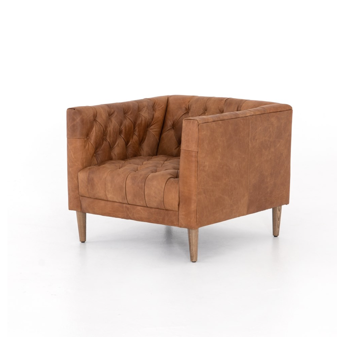 Adalena 33" Top Grain Leather Occasional Chair - Natural Camel