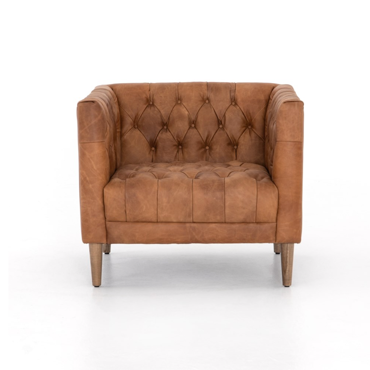 Adalena 33" Top Grain Leather Occasional Chair - Natural Camel