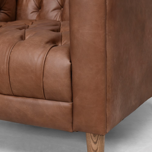 Adalena 33" Top Grain Leather Occasional Chair - Natural Cocoa