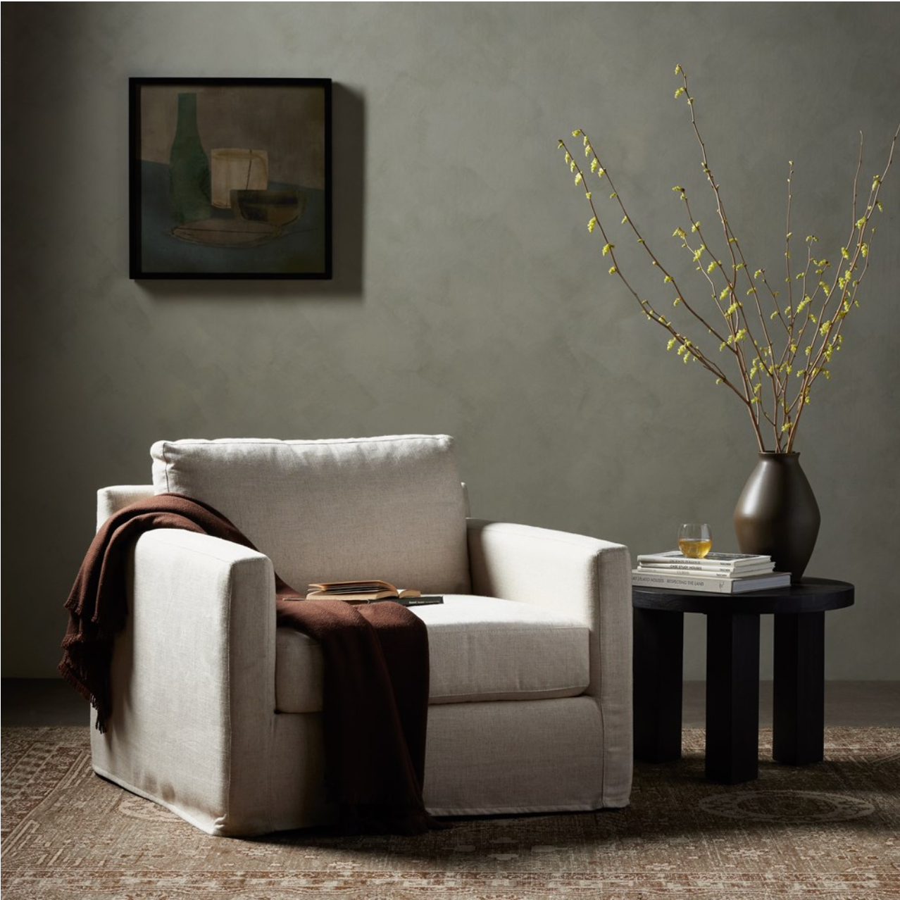 Fabian 39" Slipcover Swivel Chair - Performance Cream