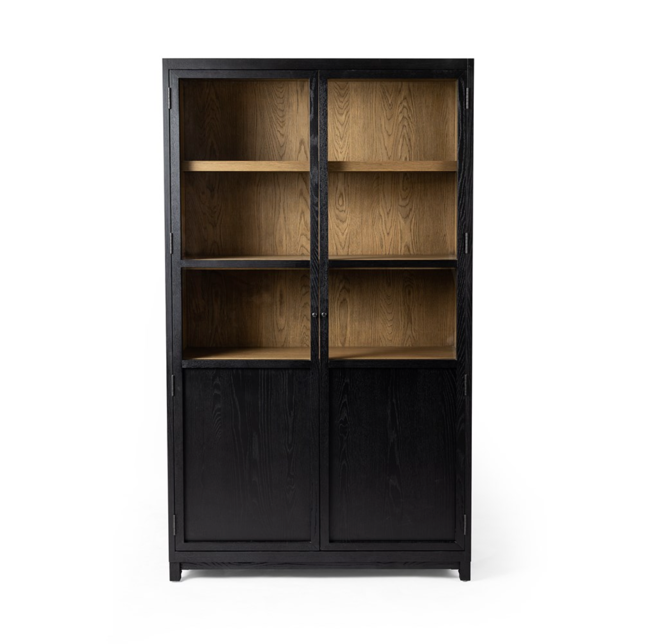 Kadence 47" Oak + Glass Door Cabinet- Matte Black + Oak