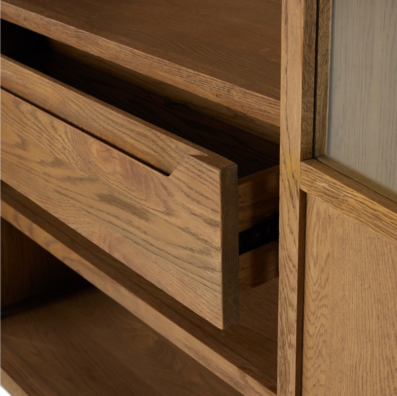 Kadence 47" Oak + Glass Door Cabinet - Drifted Oak