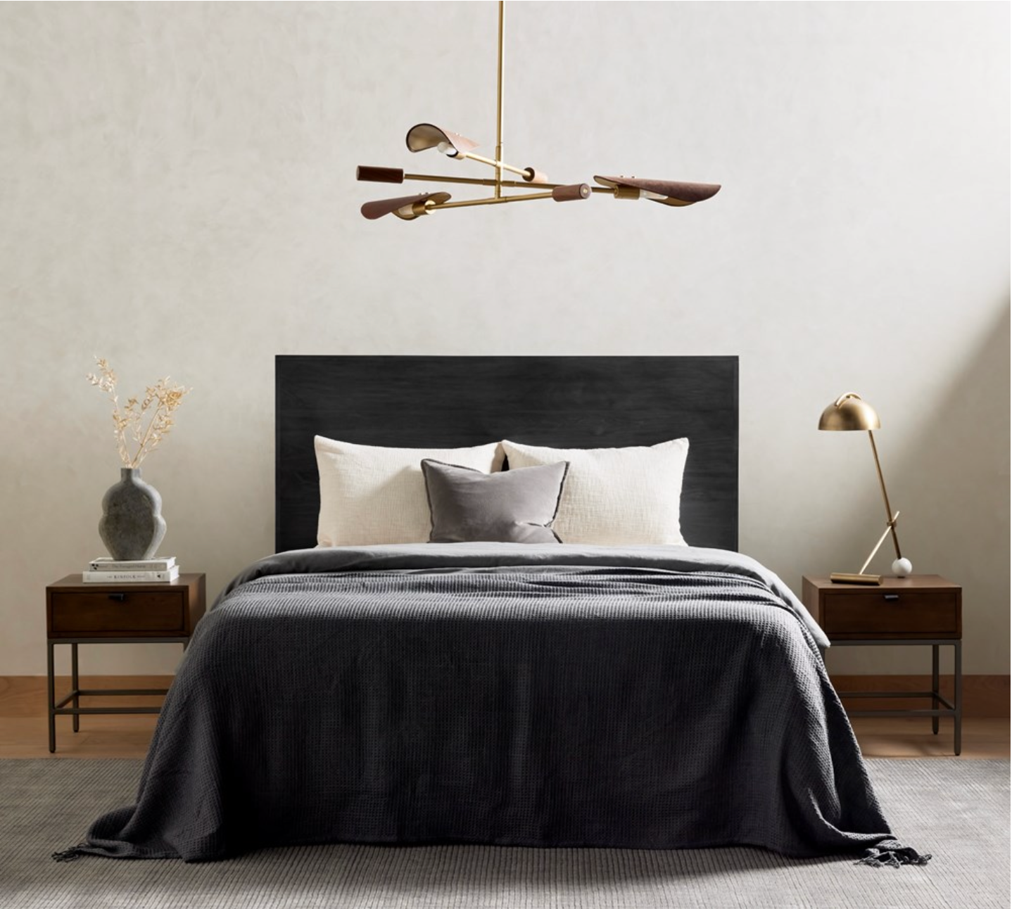 Naomi 62" Queen Bed - Black Wash Poplar