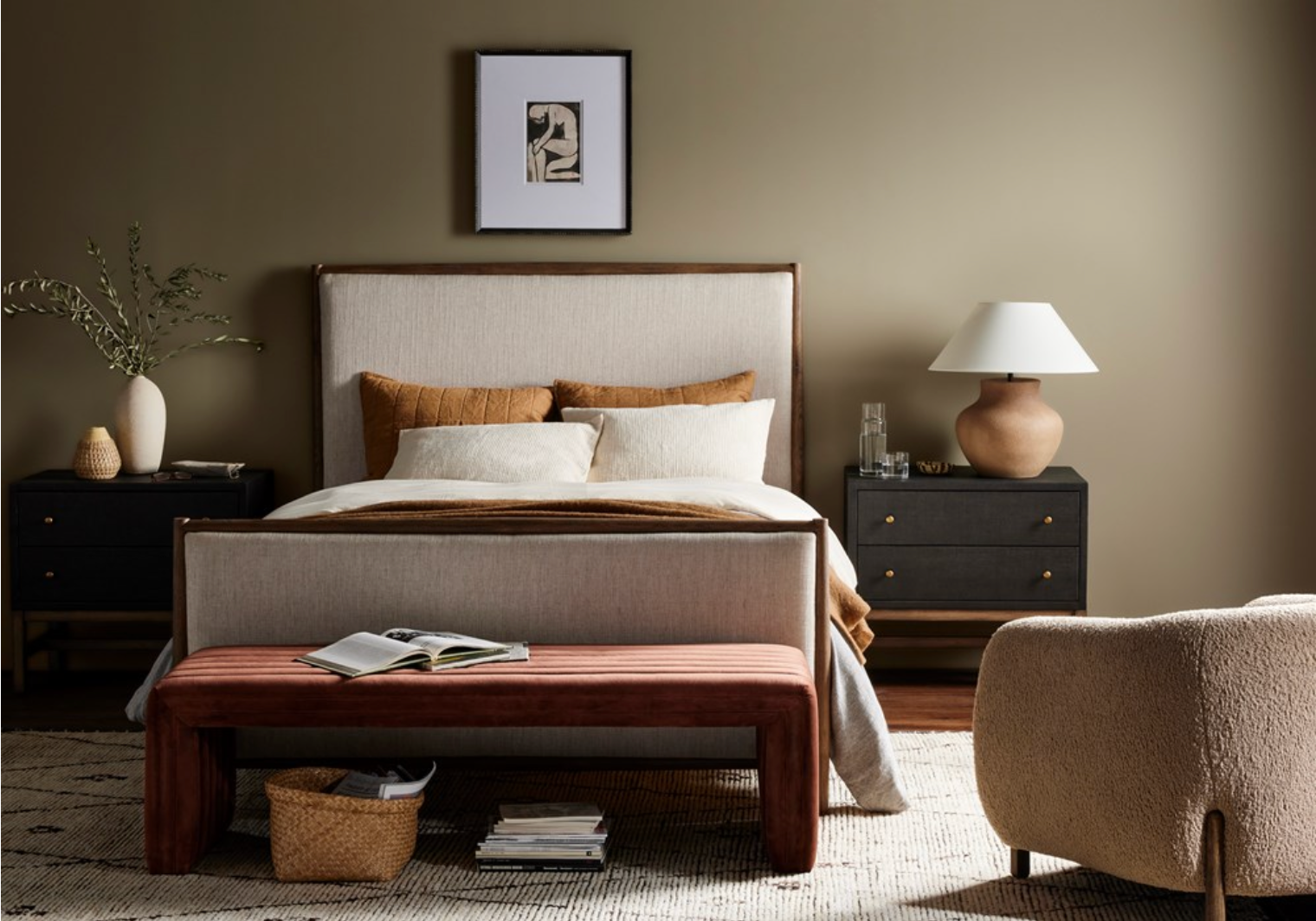 Hutchinson 81" King Bed - Weathered Oak + Linen