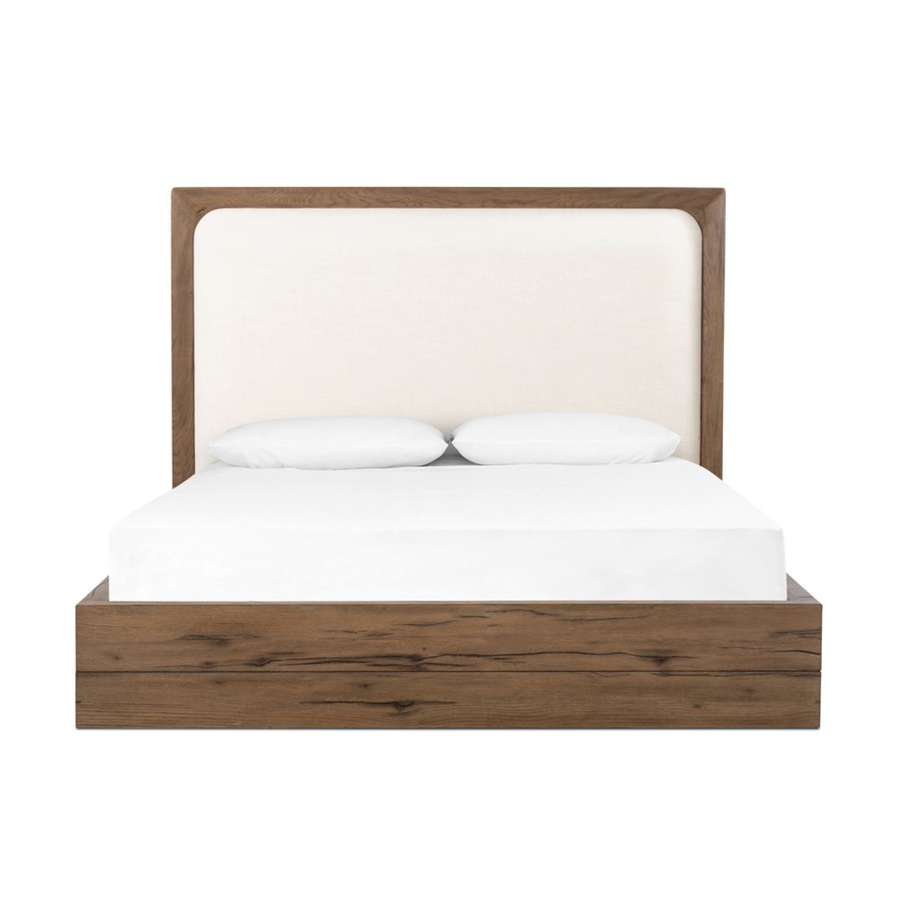 Kade 82" King Oak Bed - Performance Ivory + Rustic Grey