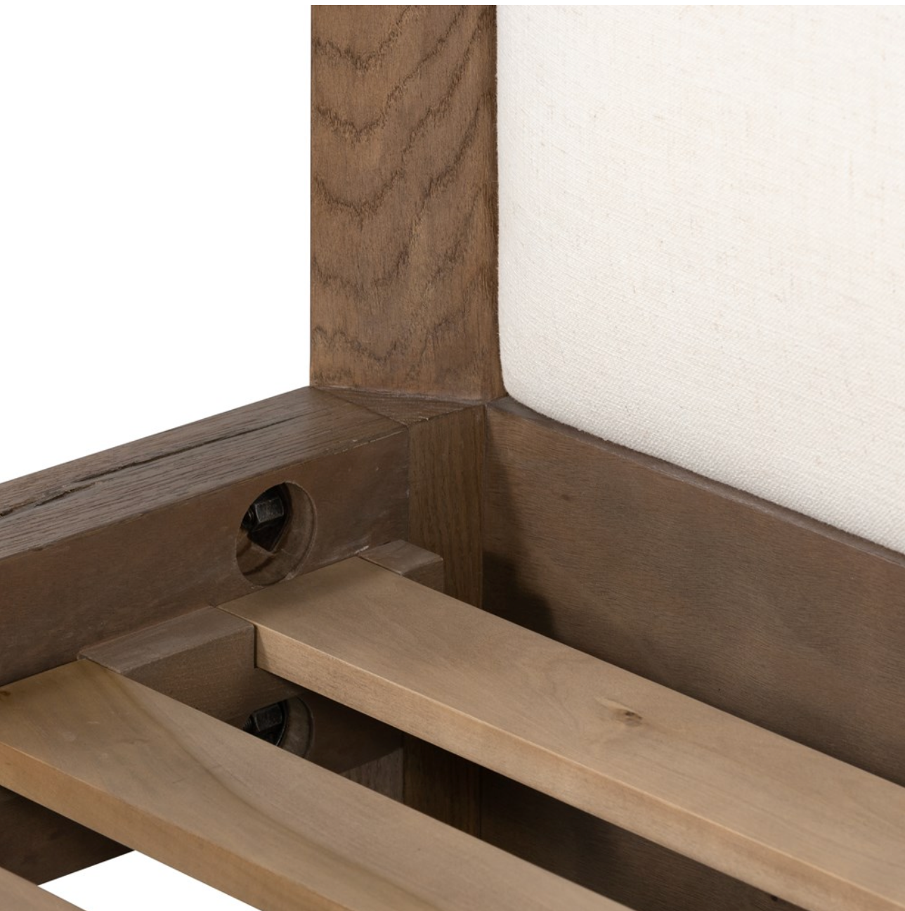 Kade 66" Queen Oak Bed - Performance Ivory + Rustic Grey