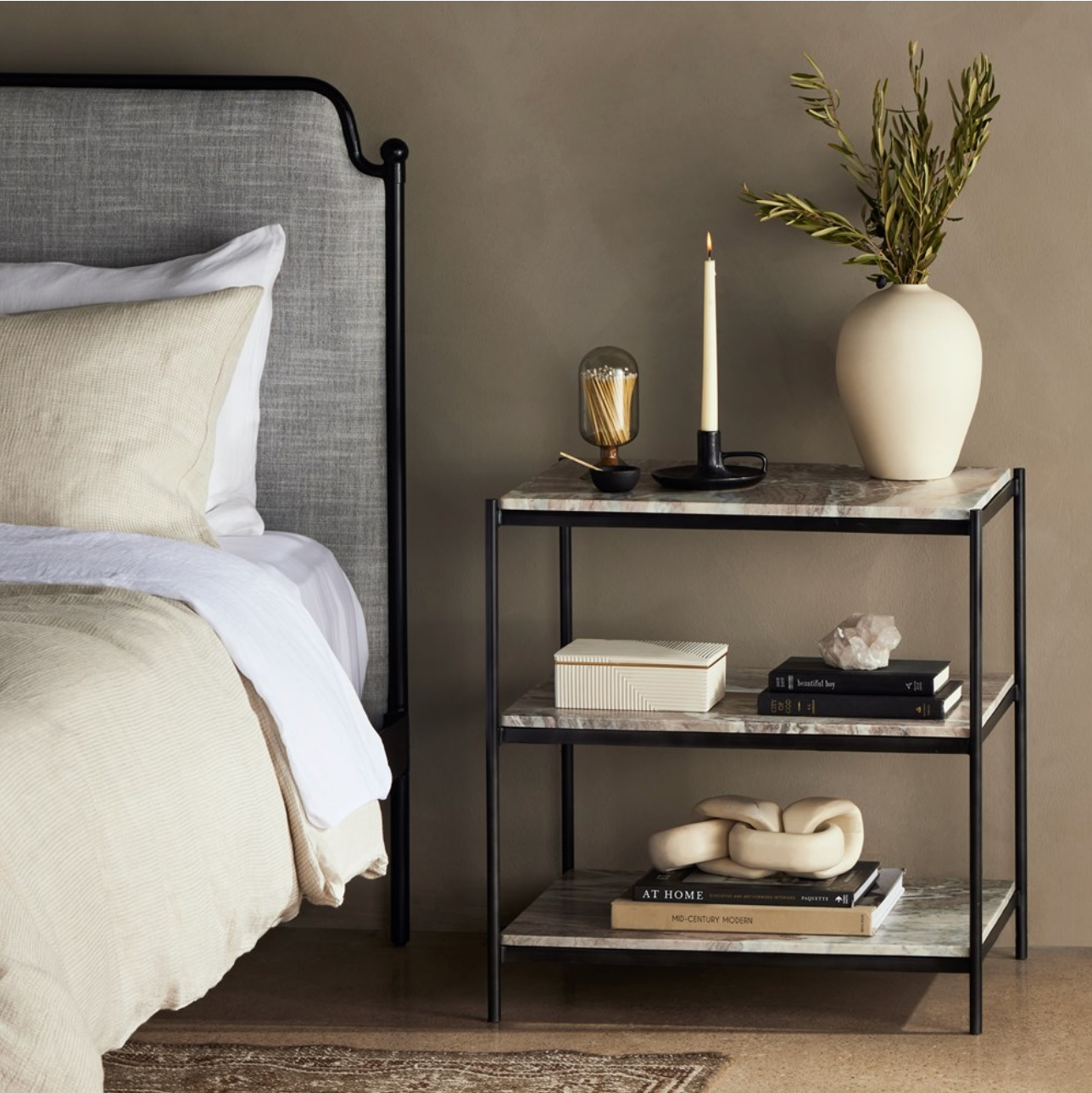 Felipe 25" Nightstand - Hammered Gray Iron + Canyon