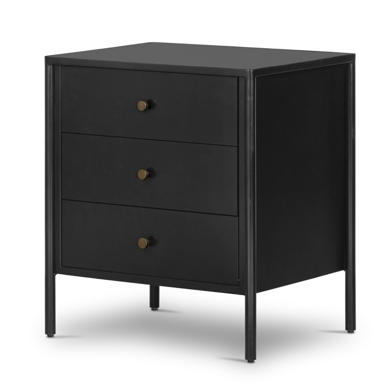 Leroy 24" Iron Three Drawer Nightstand - Black