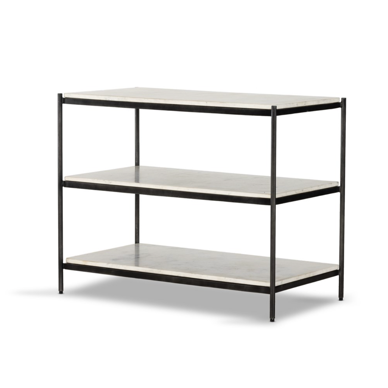 Felipe 33" Marble Nightstand - Hammered Gray Iron + Cloud