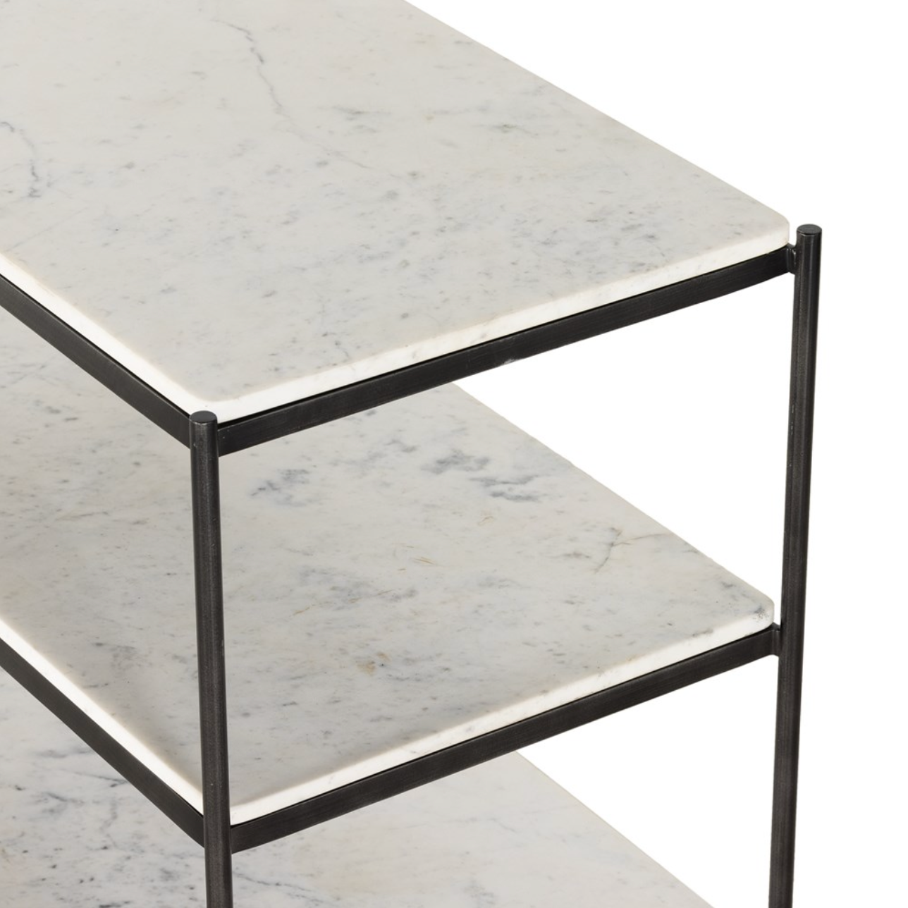Felipe 33" Marble Nightstand - Hammered Gray Iron + Cloud
