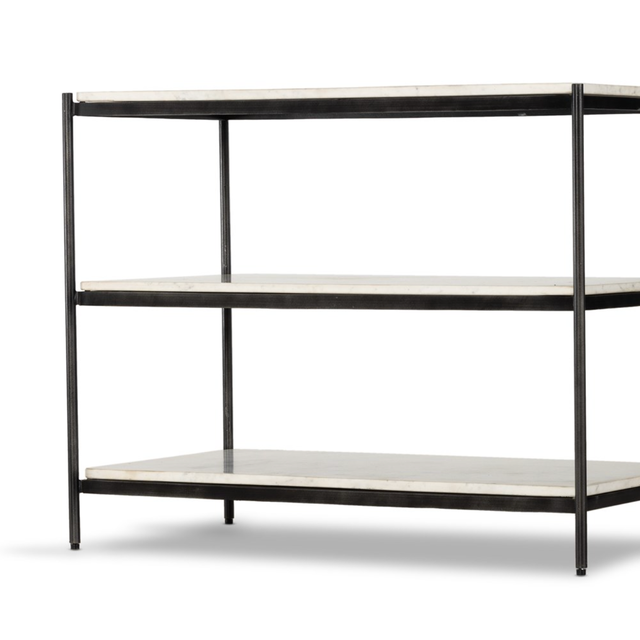 Felipe 33" Marble Nightstand - Hammered Gray Iron + Cloud