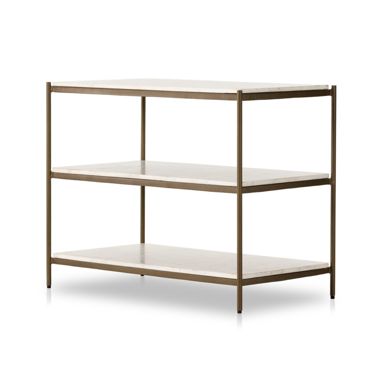 Felipe 33" Marble Nightstand - Antique Brass + Cloud