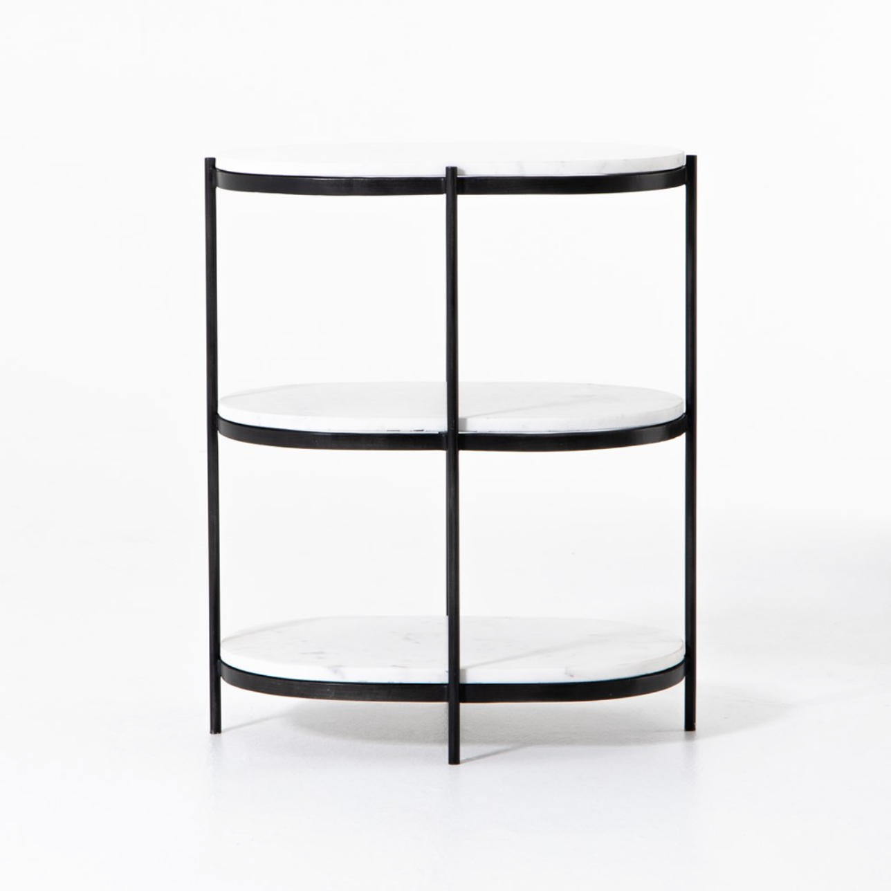 Felipe 22" Marble Nightstand - Hammered Gray Iron + Polished White