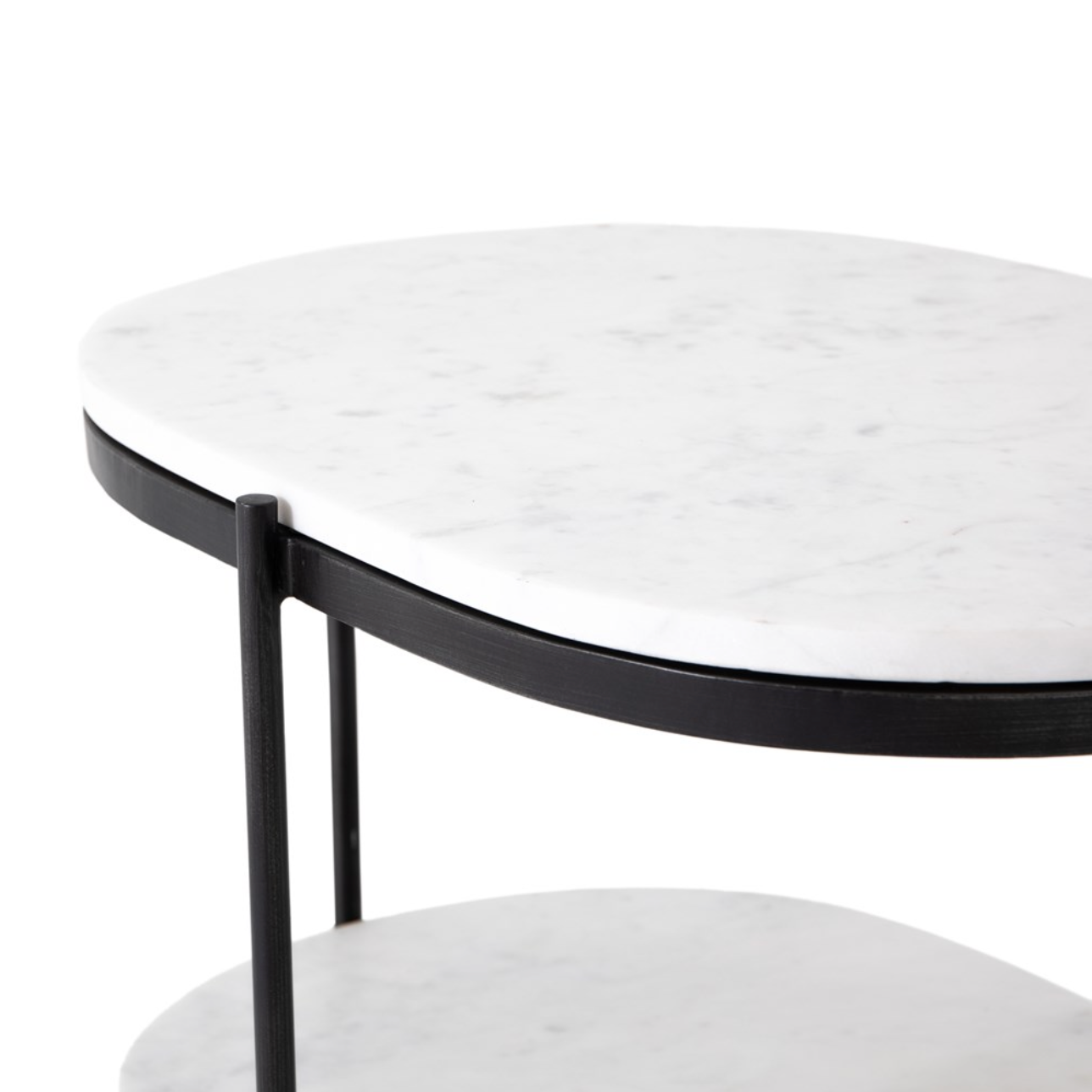 Felipe 22" Marble Nightstand - Hammered Gray Iron + Polished White