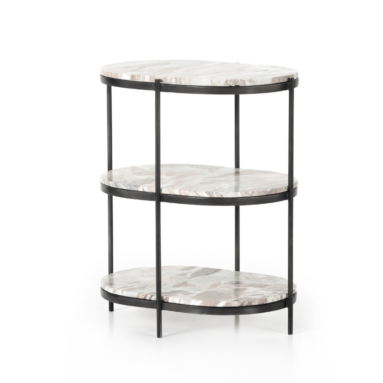 Felipe 22" Marble Nightstand - Hammered Gray Iron + Canyon