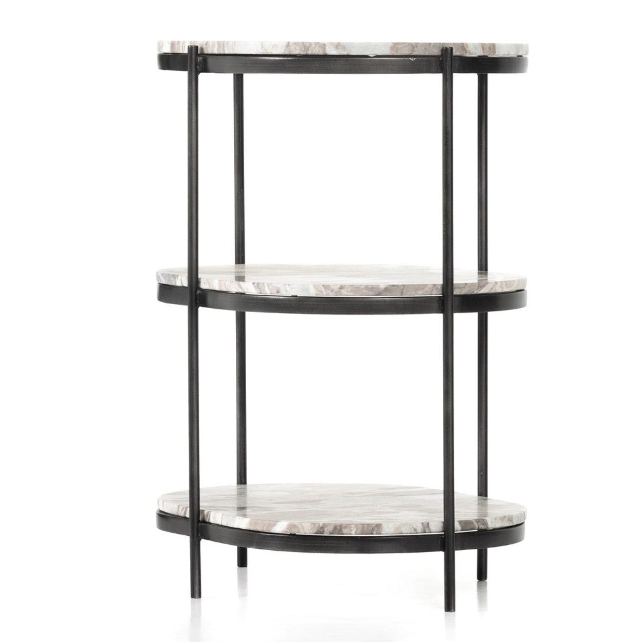 Felipe 22" Marble Nightstand - Hammered Gray Iron + Canyon
