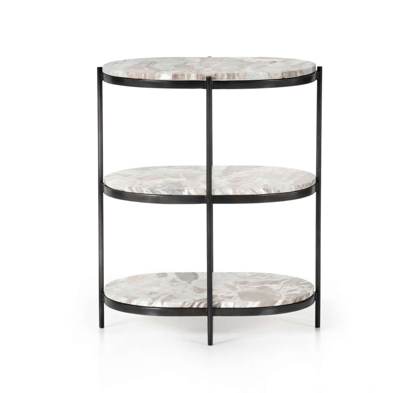 Felipe 22" Marble Nightstand - Hammered Gray Iron + Canyon